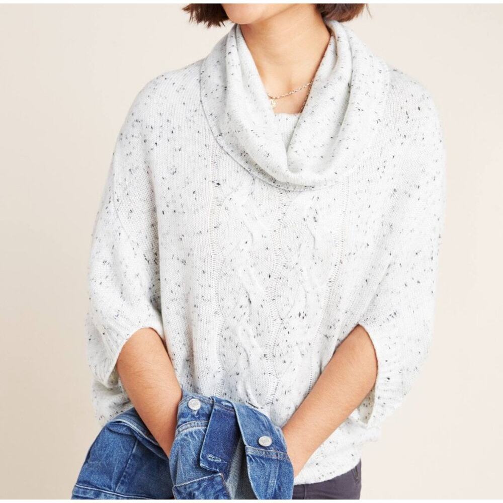 NWT Anthropologie Simona Cowl Neck Slouchy Knit Sweater Gray Medium